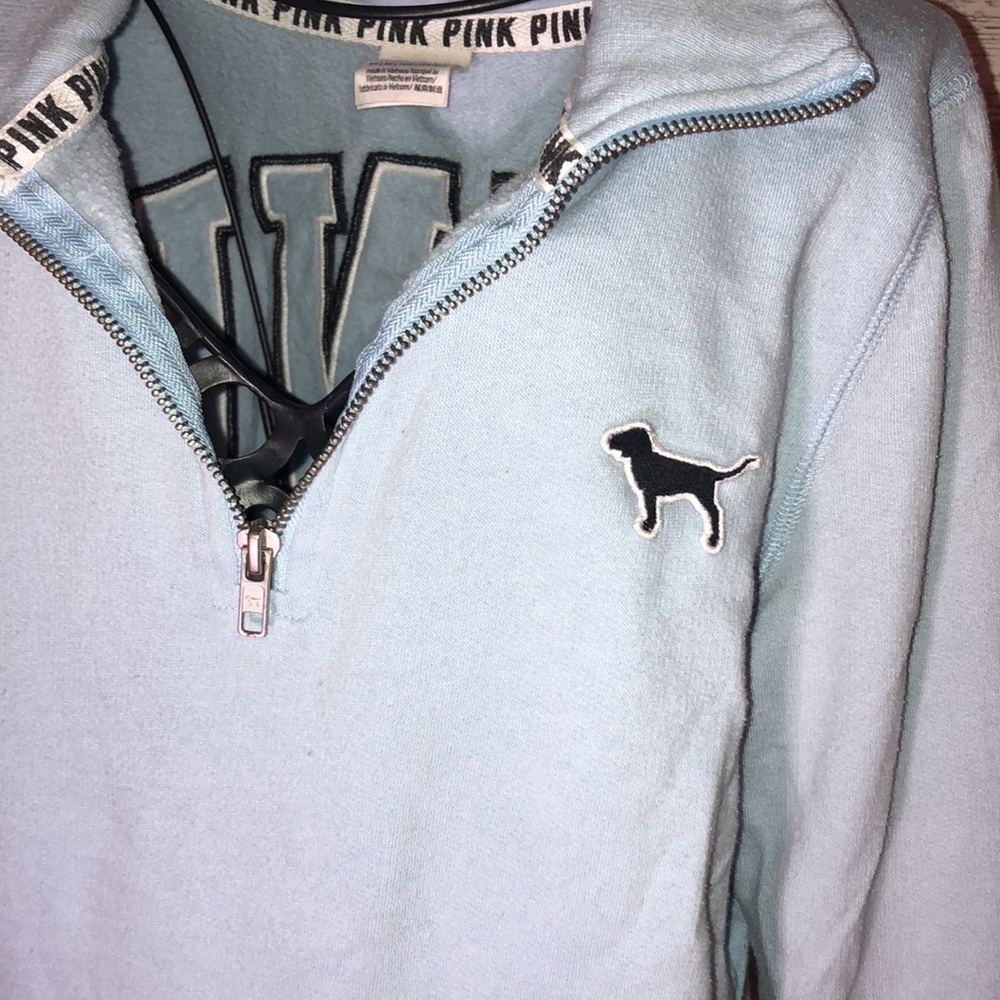 Victoria’s Secret PINK sweatshirt quarter zip blue and black size XS pink vs top - Picture 3 of 7